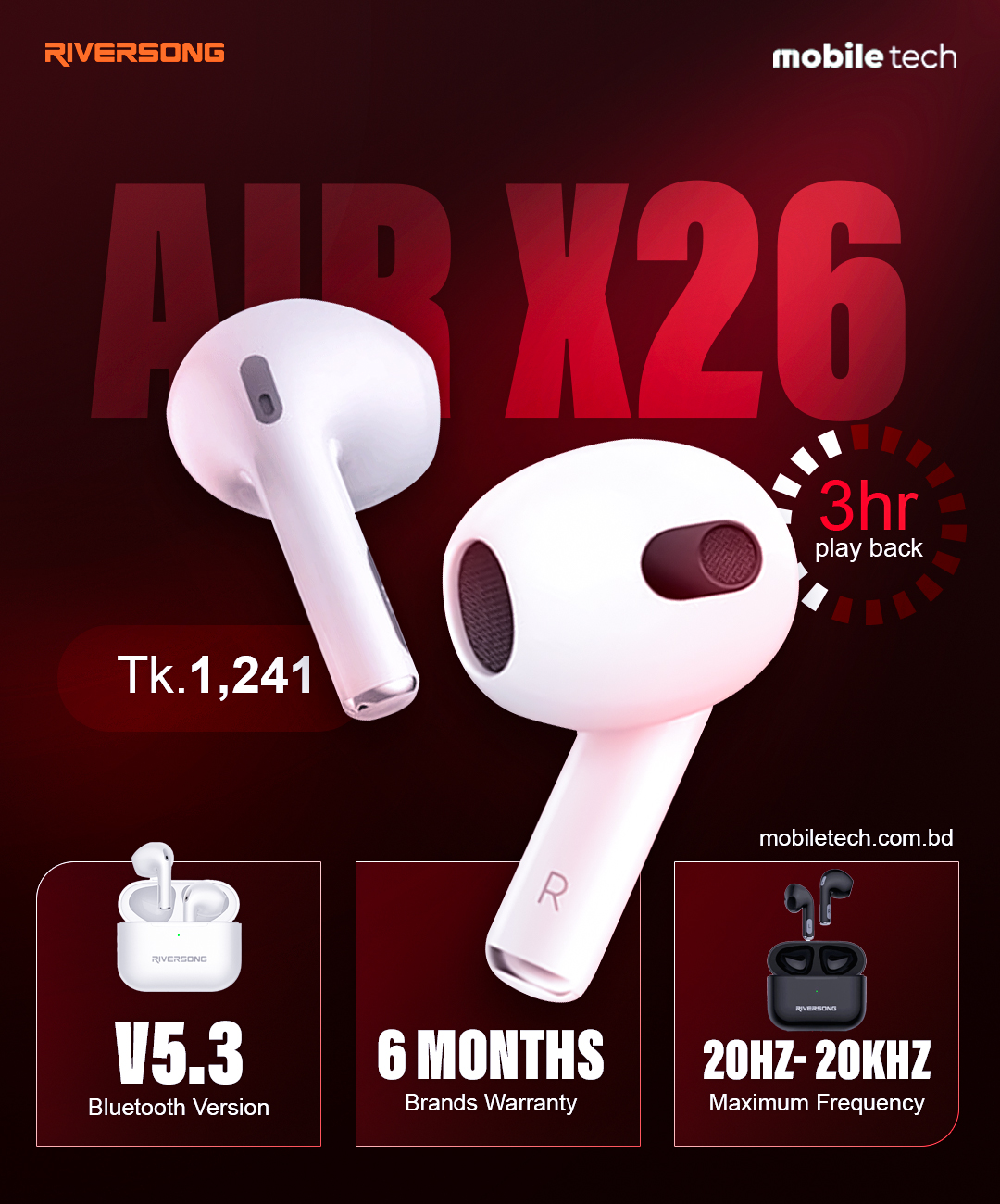 Riversong Air X26 ENC True Wireless Earbuds